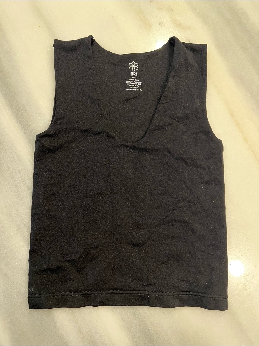 Aura Black Scoop V Neck Tank Top